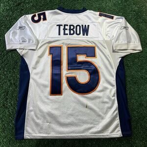 Reebok Denver Broncos Tim Tebow #15 Jersey Stitched Sewn Size 48 Large White